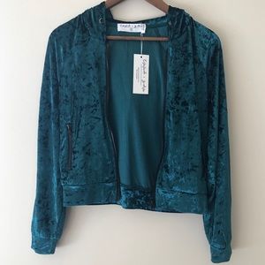 NWT Emma & Sam Velvet Green Hoodie Small